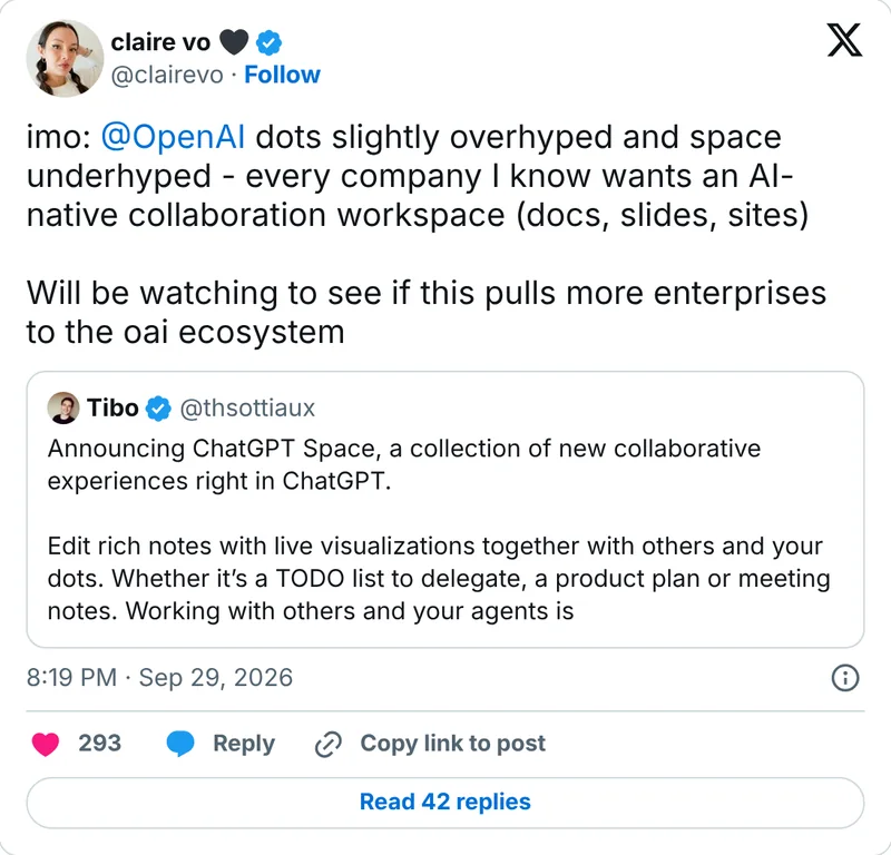 Claire Vo on X: dots slightly overhyped and space underhyped