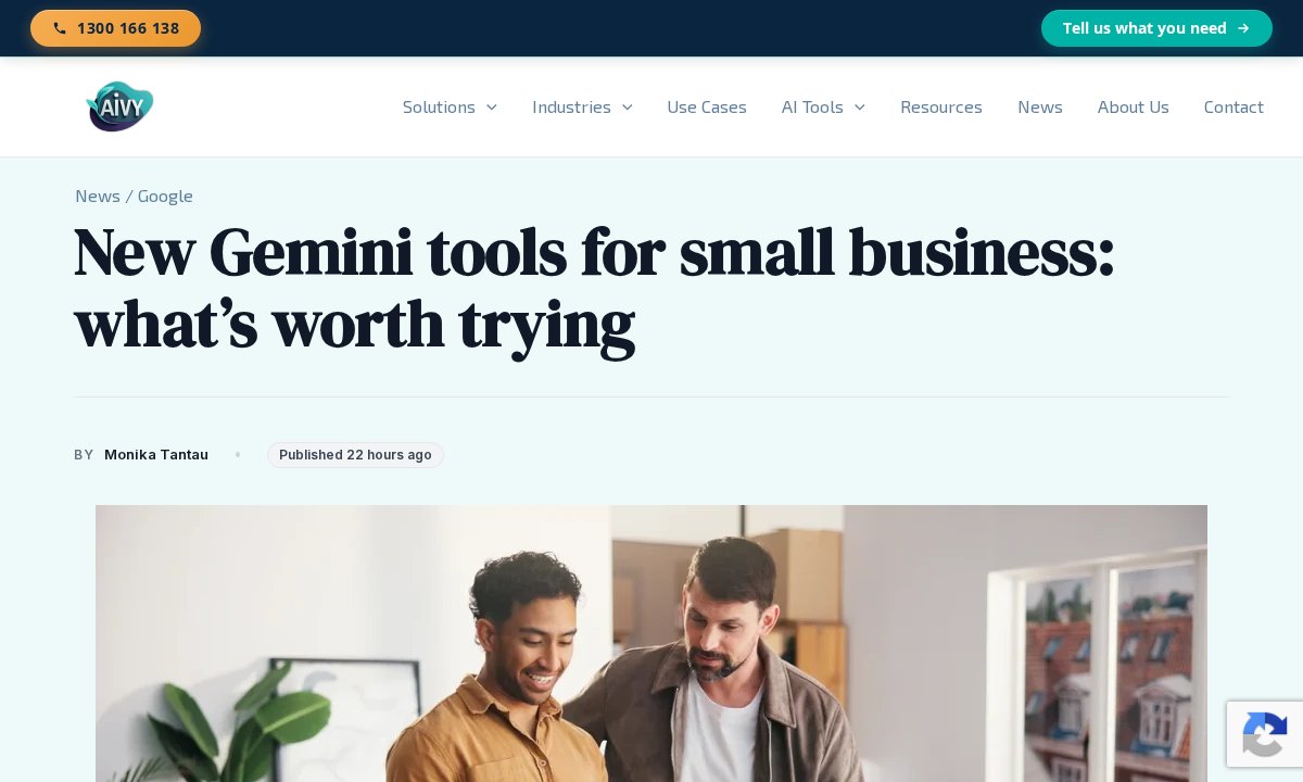Aivy article: New Gemini tools for small business: what's worth trying